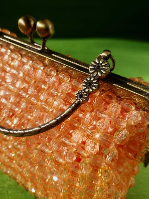 Exclusiva e Única Mala de Miçangas de Cor de Laranja para Senhora