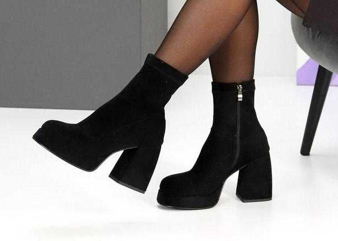 Ботильйони на платформі еко-замш, ботильйоны, ботинки на каблуке 36-40