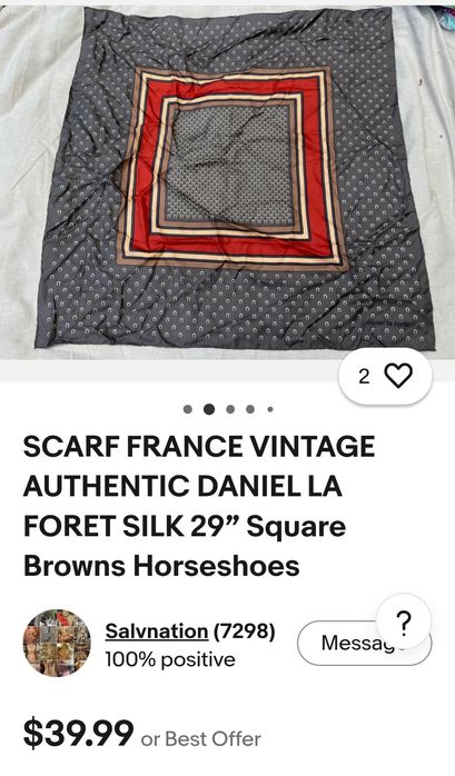 Daniel la Foret 100 % silk.  France Винтажний платок.