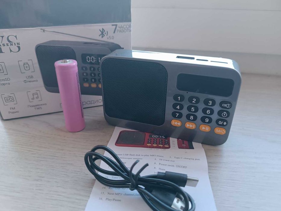 Портативний FM-радіо Bluetooth 5.0,  MP3-плеєр,TF-карти, USB НОВЕ
