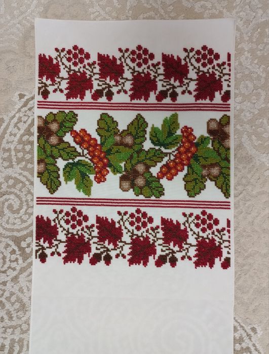 Весільний рушник бісер дуб калина виноград