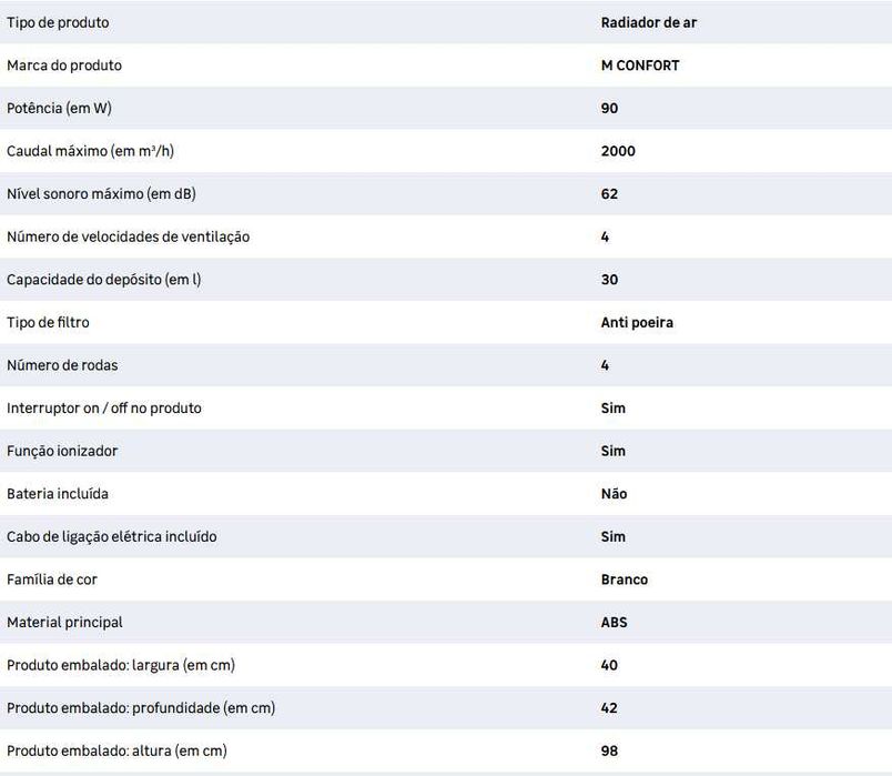 Climatizador evaporativo M-CONFORT E-2000