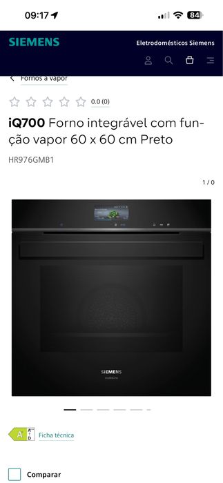 Forno Siemens Q700  HR976GMB1  integrável com função vapor 60 x 60 cm Preto