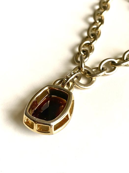 Vintage naszyjnik złoty łańcuch kryształ 80s