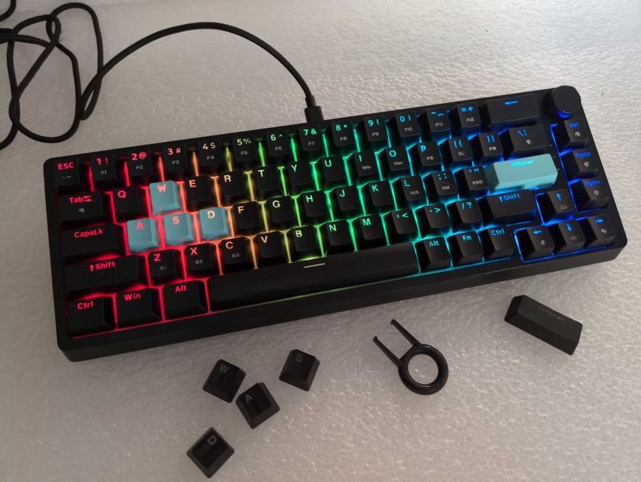 ODNOWIONA Krux Atax 65% Pro RGB Wireless Gateron Yellow+Mysz SpeedLink