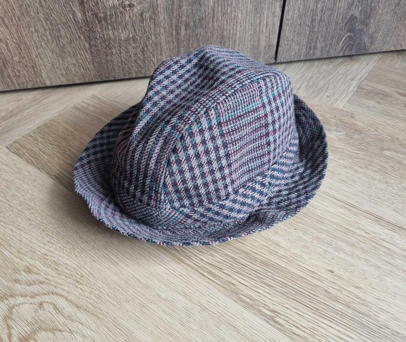 Kapelusz wełna 100% trilby kapelusz wełniany  w kratkę