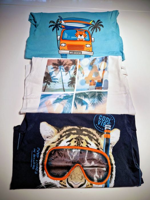 3 t-shirty chlopiece h&m i c&a 140