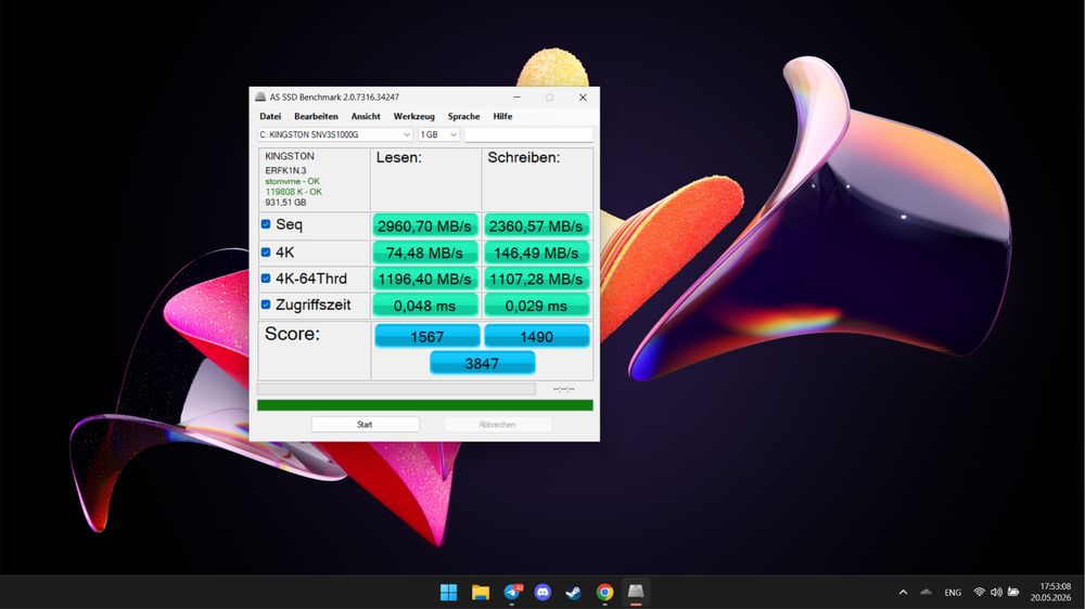 SSD диск Kingston NV3 1TB M.2 2280 NVMe PCIe 4.0 x4 3D NAND