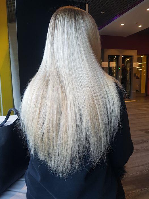 55 pasemek komplet włosy naturalne 45cm dł blond kanapka tape taśmy.