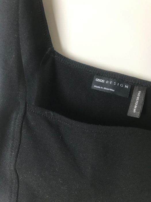 Czarny bawełniany crop top z kwadratowym dekoltem, basic asos