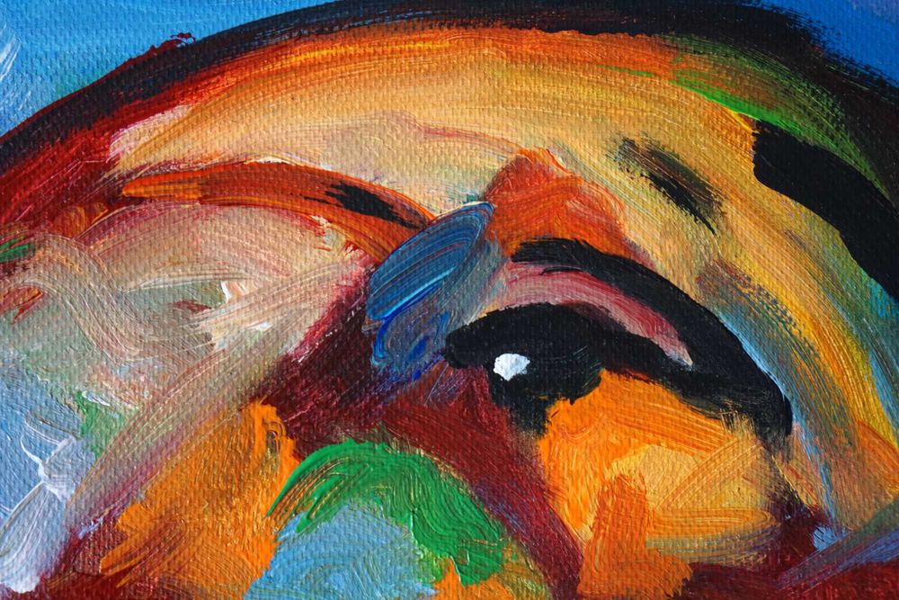 Oryginalny ręcznie malowany obraz olejny zwierzęta słoń abstrakcja