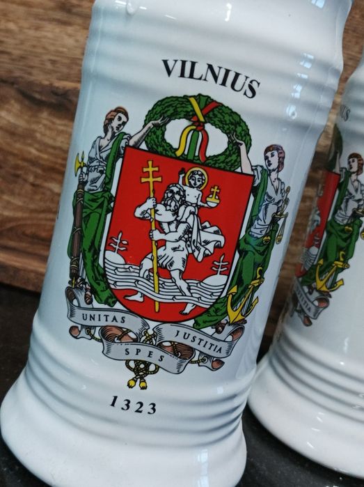 Kufel kufle do piwa duże ceramiczne Vilnius 1323 2szt Wilno