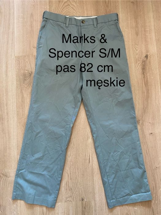 Marks & Spencer S M męskie spodnie  spodnie chinosy zielone