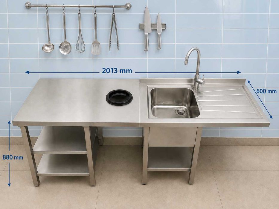 MÓVEL DE PREPARAÇÃO E LAVAGEM EM AÇO INOX - Ocasião - 590€