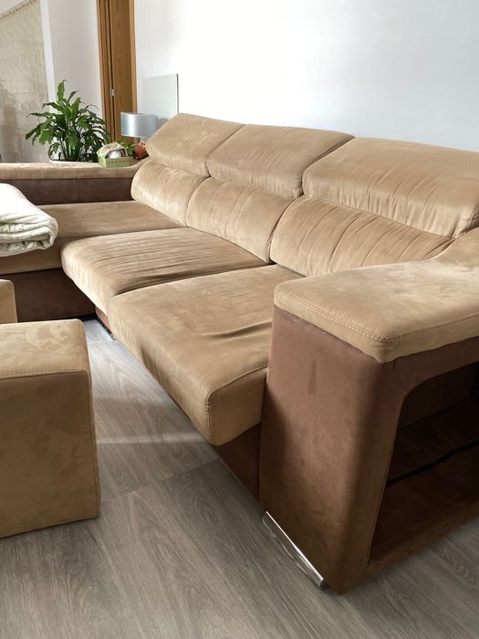 Sofá Castanho Chaise longue