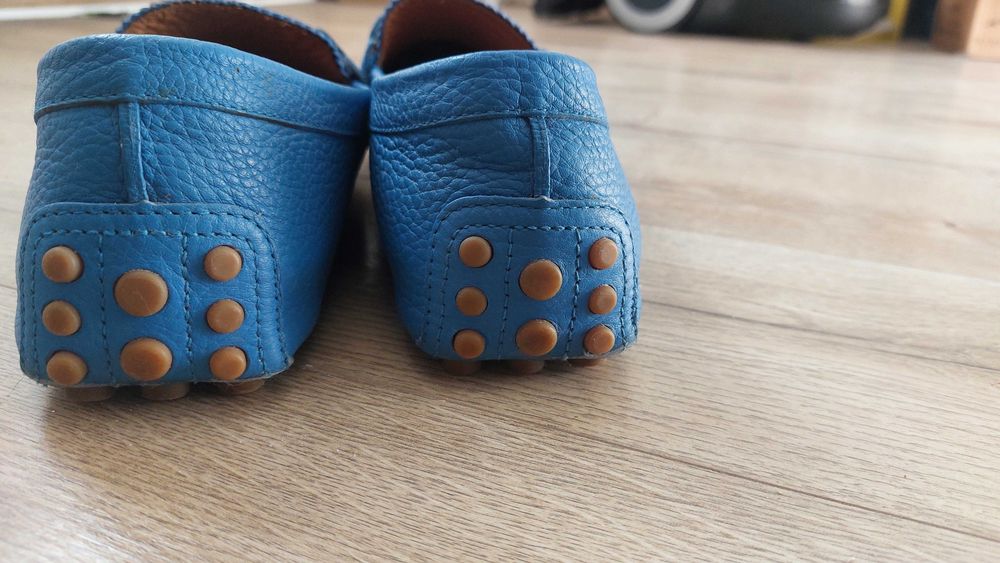 Лофери Gucci 322741 Loafers Leather Shoes Driver Horsebit Blue