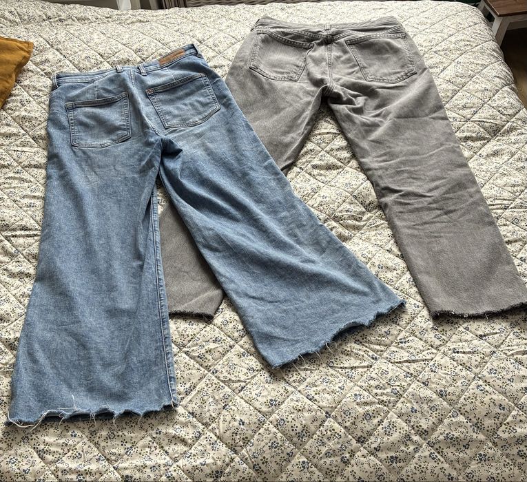 2 pary dżinsów Zara i H&M niebieskie i szare