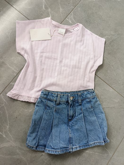 Нова футболка Zara i джинсові шорти-спідниця Hema, 104-110