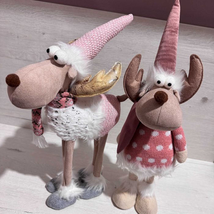 Conjunto de 2 Renas Natal (Tons de rosa)