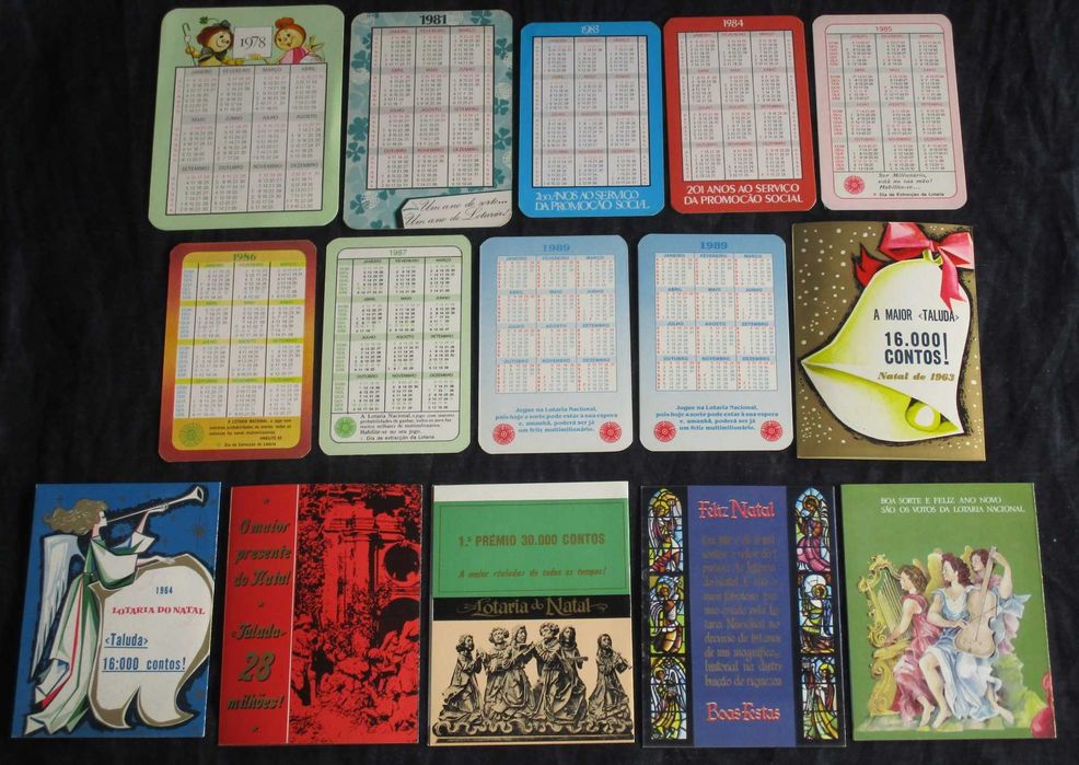 Calendários Lotaria Nacional Natal 1963 a 1989