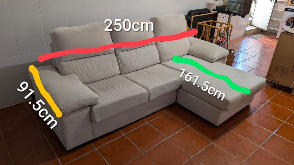 Sofá 3 lugares com chaise longue