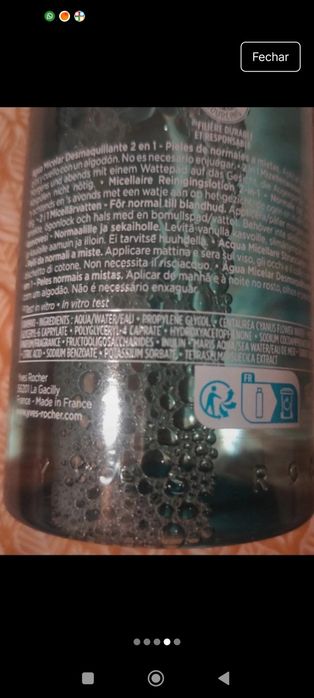 Água Micelar Yves Rocher 400ml