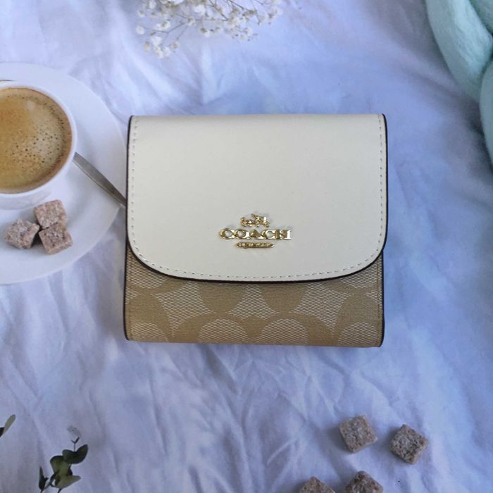 Carteira Coach Off-White Rosa/Damasco Porta-Cartões