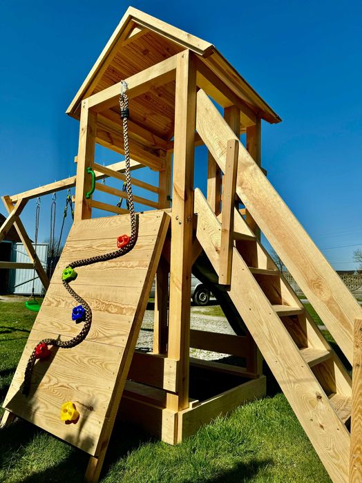 Drewniany plac zabaw dla dzieci huśtawka ślizg bocianie! Kantówka 9x9