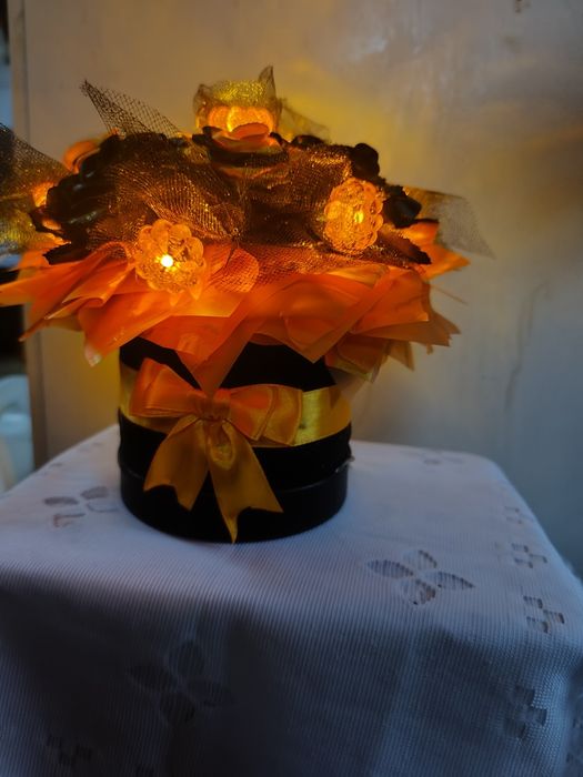 Świecący Flowerbox HALLOWEEN Wieczne Róże Lampion LED 2w1