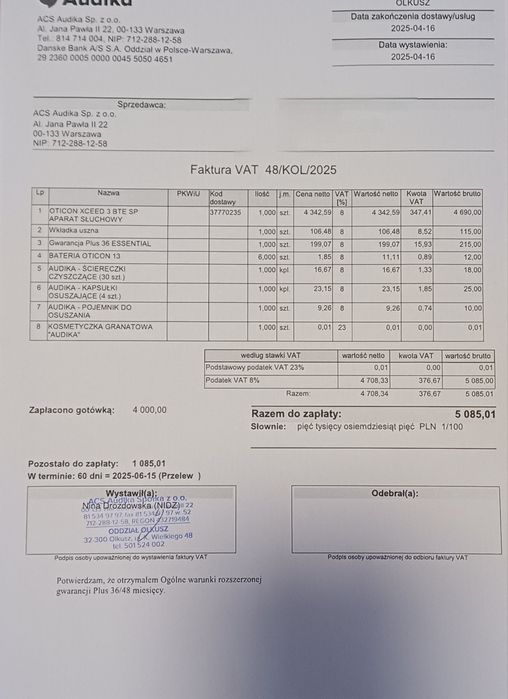 Aparat słuchowy lewy i prawy