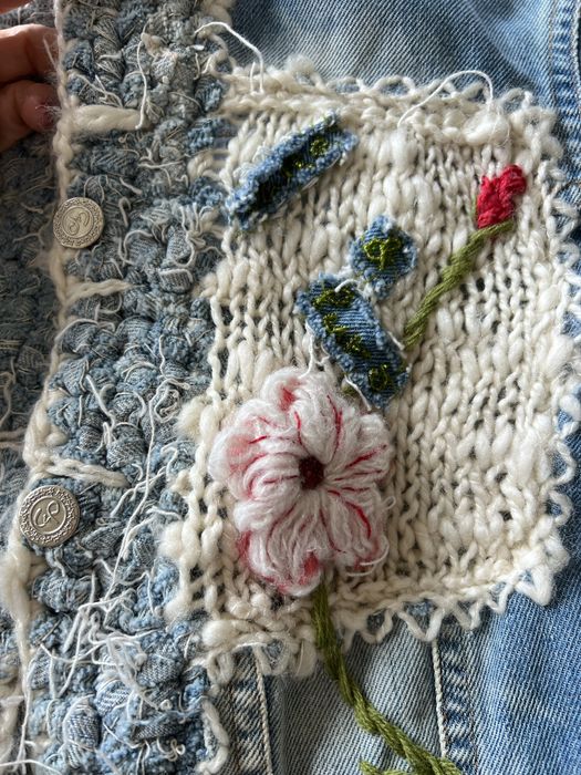 Costa&Puro Jeans katana haftowana kurtka jeansowa niebieska wełna S