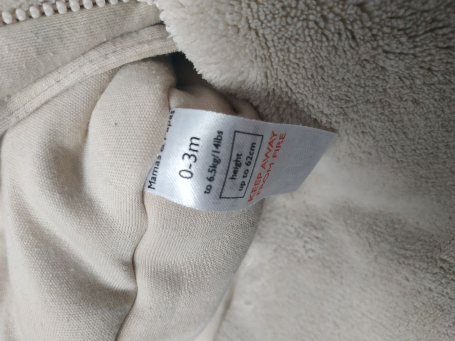 Kombinezon/jesień/zima/unisex/beżowy/miś/Mamas & Papas/r.56/62