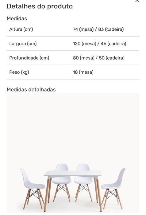 Conjunto Mesa + 4 Cadeiras
