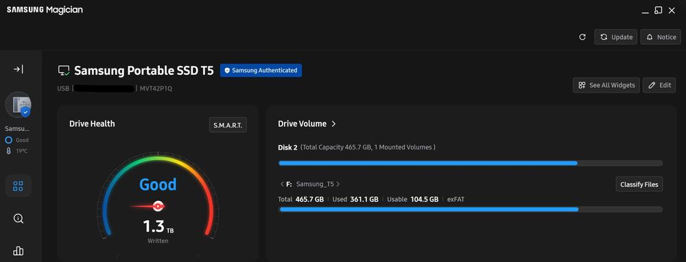 Samsung SSD T5 500gb Externo Solid State Drive Armazem Azul Muito Bem