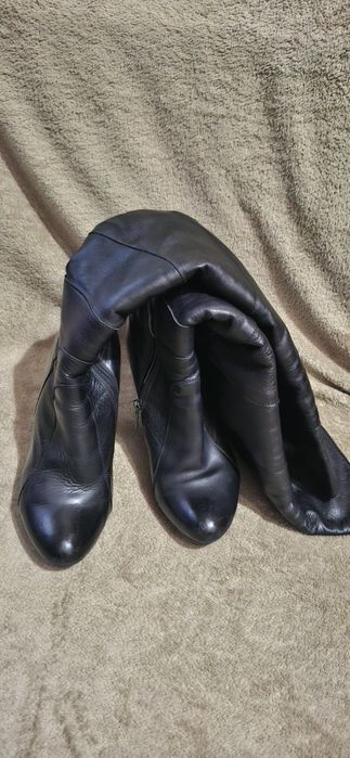 Жіночі  ботфорди натуральна замша та кожані