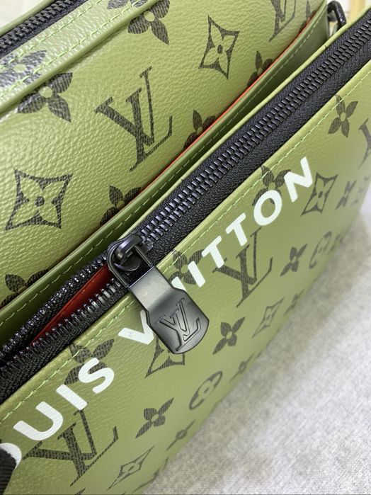 Louis Vuitton зеленая сумка хаки мужская унисекс кожаная оригинал