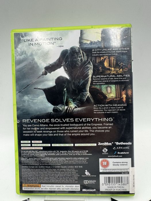 Dishonored Xbox 360 Gwarancja