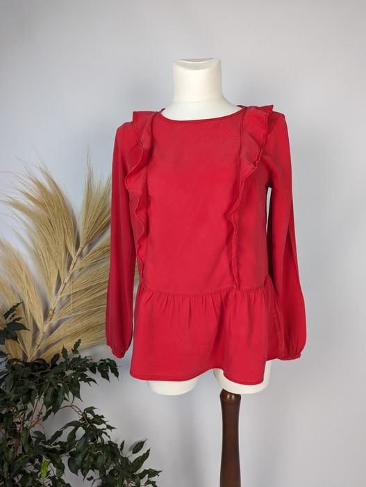 Nowa czerwona bluzka falbanki materiał tencel Denim by F&F XL 42
