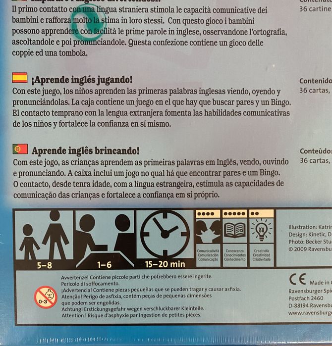 Jogo “meu primeiro Inglês” 5-8 anos , por abrir