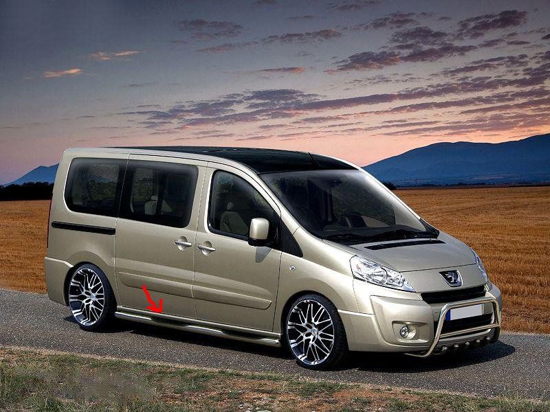 Citroen Jumpy 2007-2017 рр. Бічні труби (2 шт., нерж) Ø70, на довгу базу