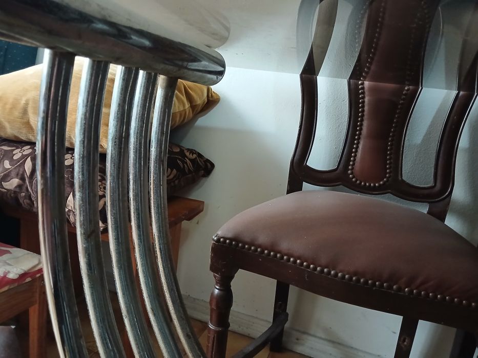Mesa de vidro temperado castanho