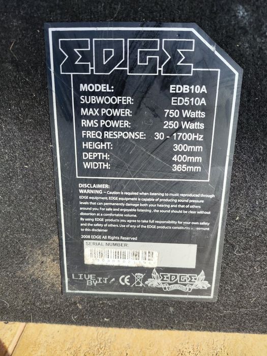 Активний сабвуфер EDGE ED510A/ED7200-E1 750Watt + провода
