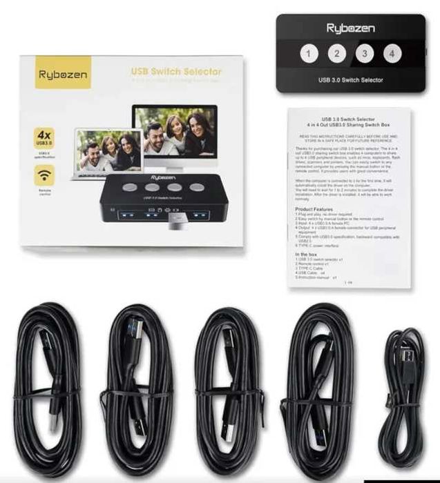 Switch USB 3.0 com 4 portas Rybozen Com Comando461841347285493762