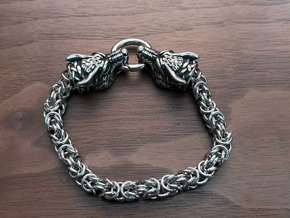 Bransoletka męska głowy wilka