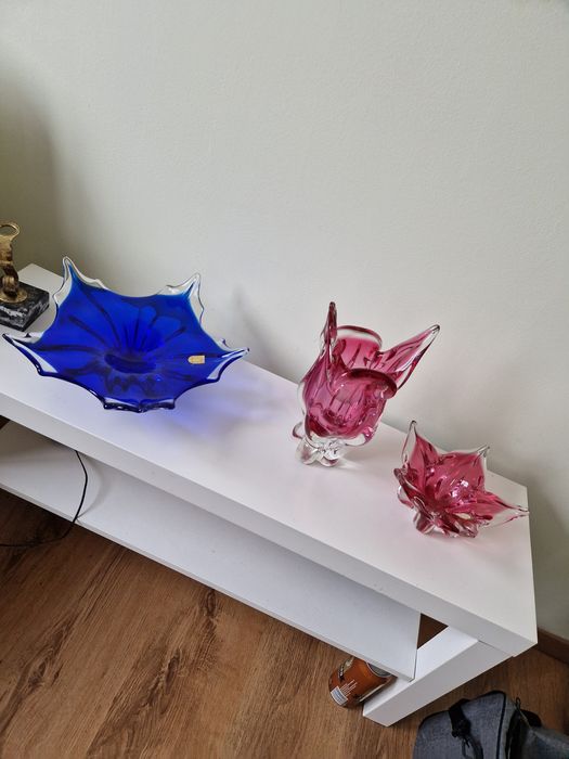 Dekoracyjna misa / wazon ze szkła czeskiego – ręczna forma, unikat