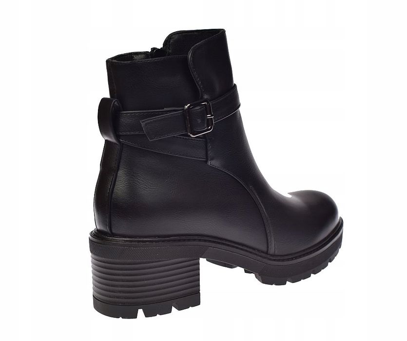 Botki damskie zimowe sztyblety ocieplane B-1354 BK r.39