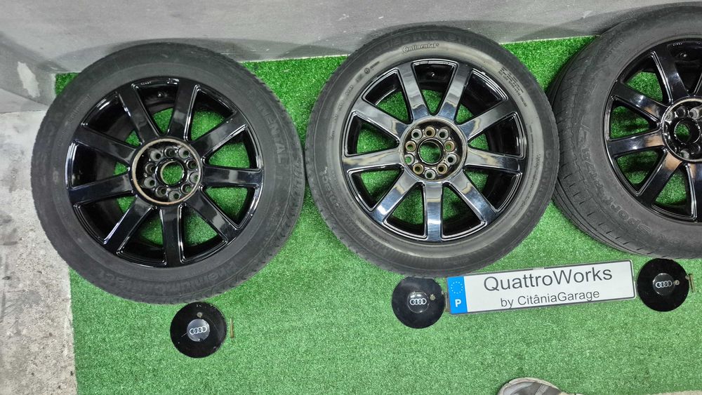 4 Jantes 16 Polegadas Dupla Furacao 5x100 e 5x112 Sline Preto Brilho com Pneus 205/55R16