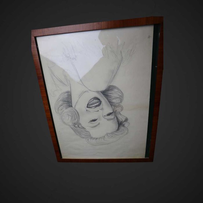 Obraz Szkic Marilyn Monroe sygnowany stara ramka B41