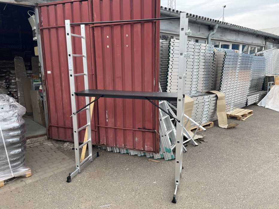 Rusztowanie aluminiowe drabinowe podest roboczy aluminiowy HIGHER 2x8 drabina 3w1 drabino-rusztowanie pomost
