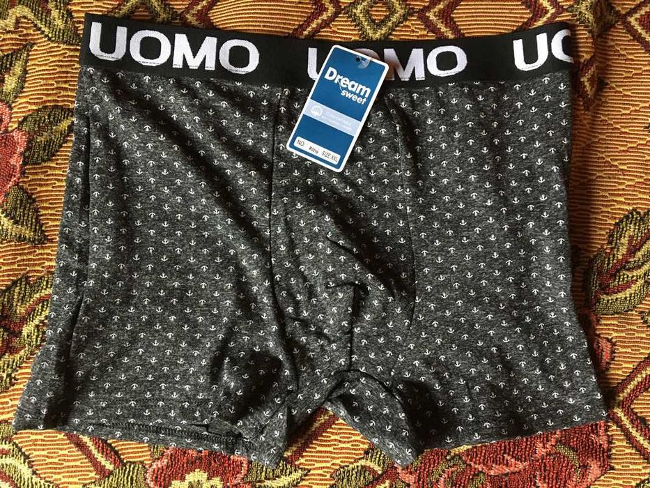 Nowe męskie slipy bokserki majtki szare kotwice bambus bawełna